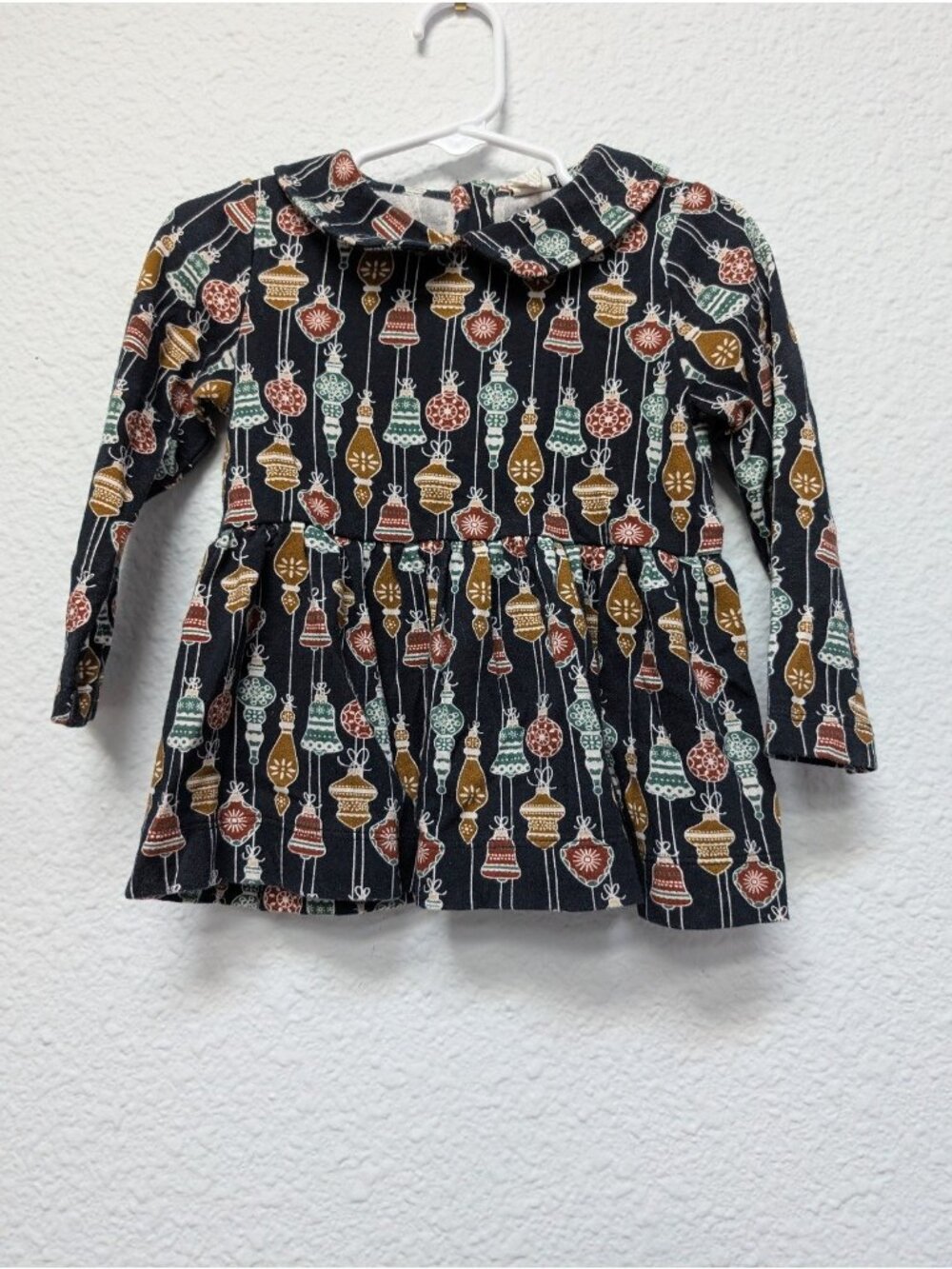 Kate Quinn Organic Cotton 2T Peter Pan Peplum Tee Christmas Vintage Ornaments